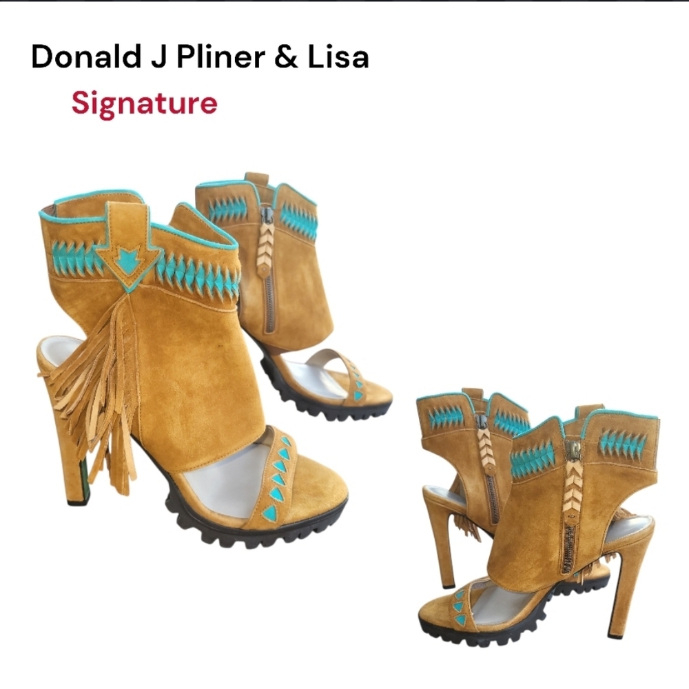 Rare Donald Pliner Lisa Signature Inux Boho Bohemian Native Fringe Stiletto 8 - Picture 14 of 14